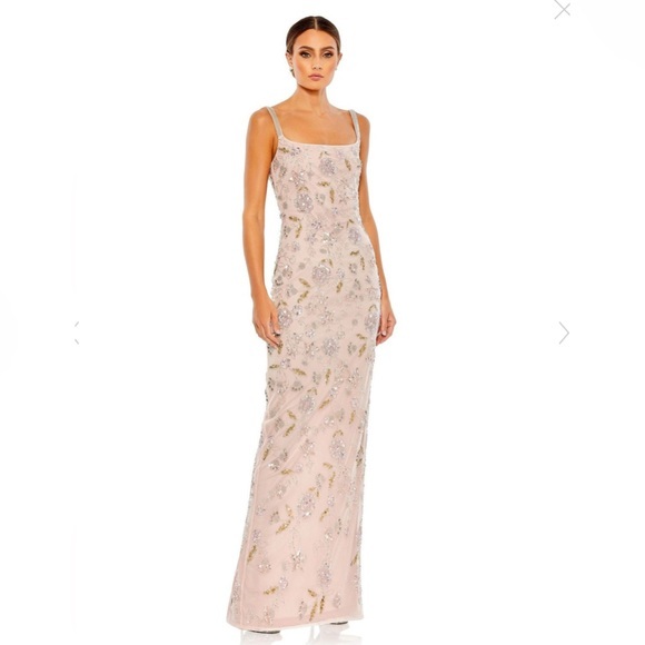 MAC DUGGAL - Hand Beaded Floral Gown with Beaded Spaghetti Straps - NWT - Picture 1 of 14